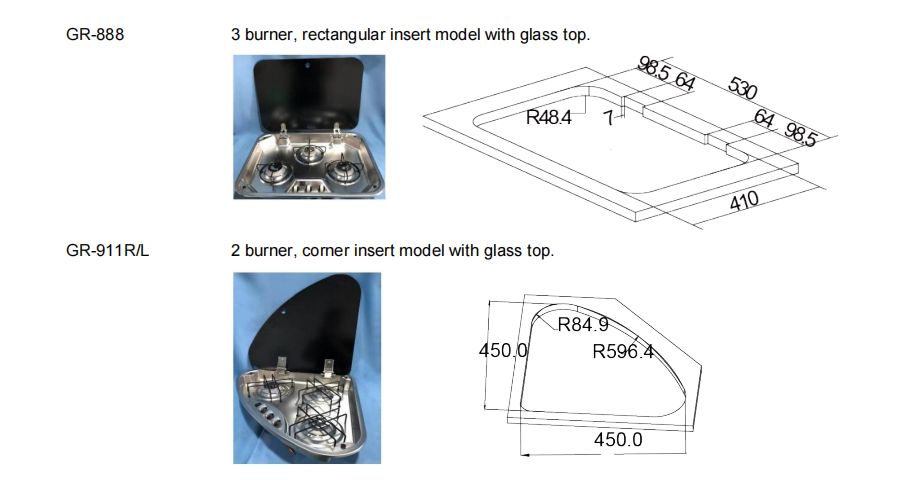 RV Cooker Gas Built-in 1/2/3 Burner camping Gas Stove With Sink LPG
