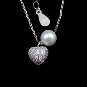Quality Plated Rhinestone Rose Gold Pearl Necklace / Heart Shape Teardrop Pearl Necklace wholesale