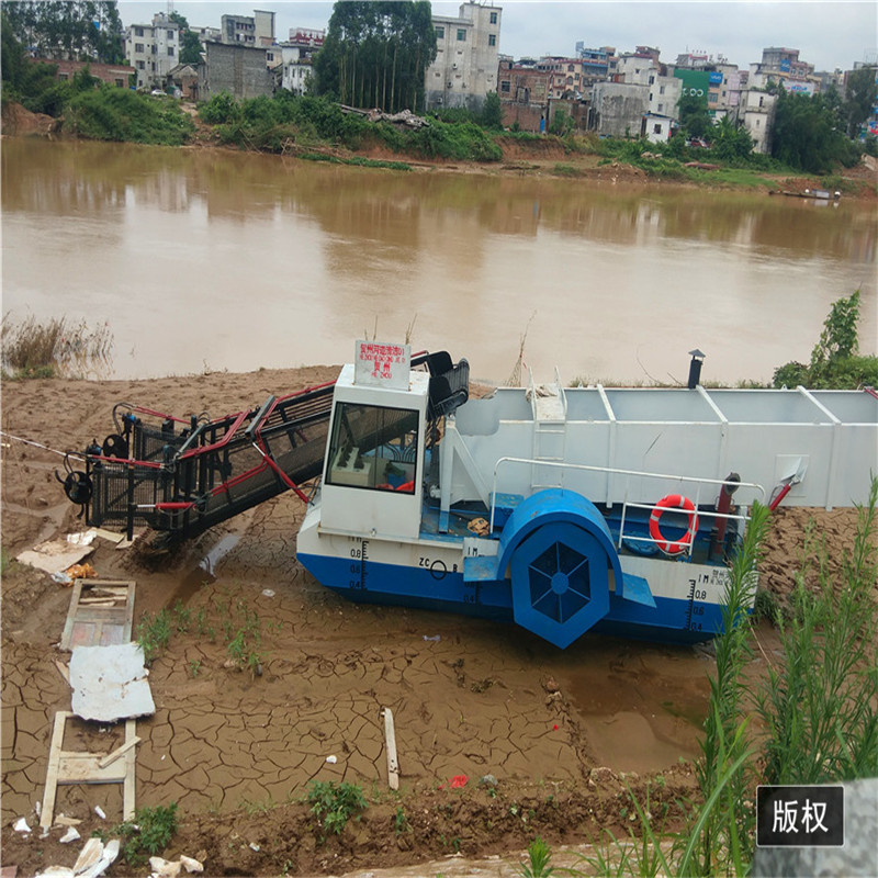 70KW Stainless Steel Aquatic Weed Boat Harvester With Storage Tipper Body For Water Weed Hunting