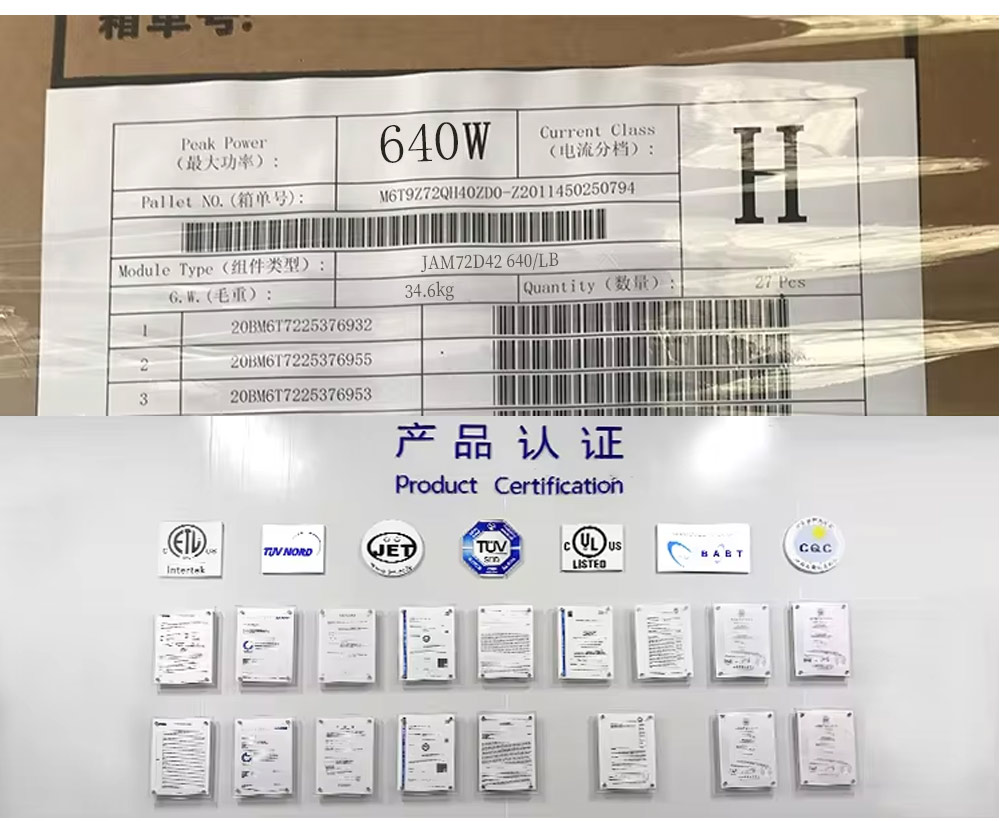 CE TUV IEC Certified Full Black Bifacial 620W N-Type Monocrystalline JA Solar Panel