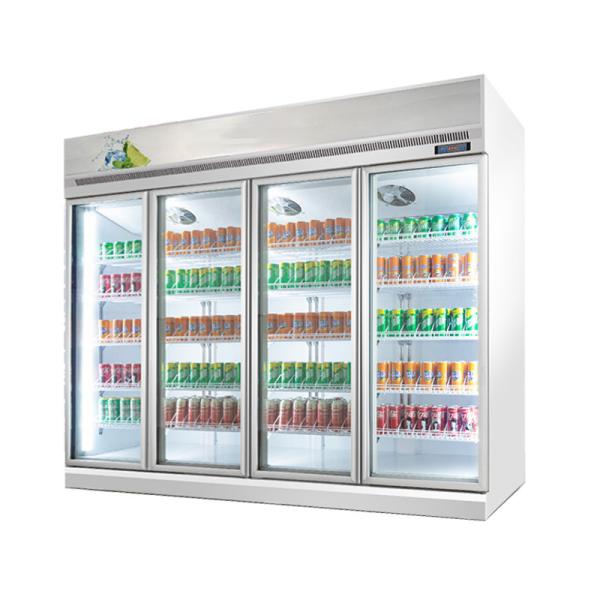 Commercial 4 Glass Doors Beverage Display Fridge With Digital Temperature