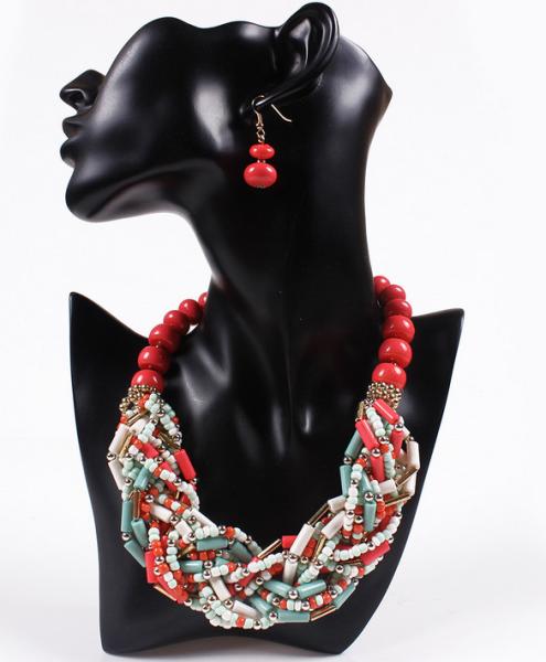 European and American fashion bohemian retro twist woven beads necklace /