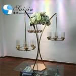 Iron Metal Hanging Candelabra Centerpiece Gold Metal Flower Stand 120cm