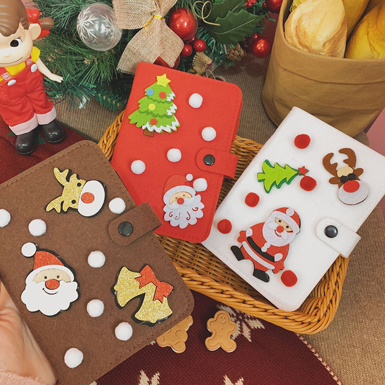 2022 Felt A6 Cartoon Christmas Tree Deer Notebook Grid Pages Journal Korean Diary Book