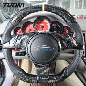 Quality Customized Sport Porsche Carbon Fiber Steering Wheel Black Leather OEM wholesale