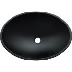 Oval Shaped Black Round Vessel Sink Colored Tempered Glass Acid Matt Countertop