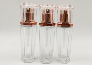 Quality 30ml 1oz Clear Glass Bottle Round / Square Multi Shapes With Lotion Pump wholesale