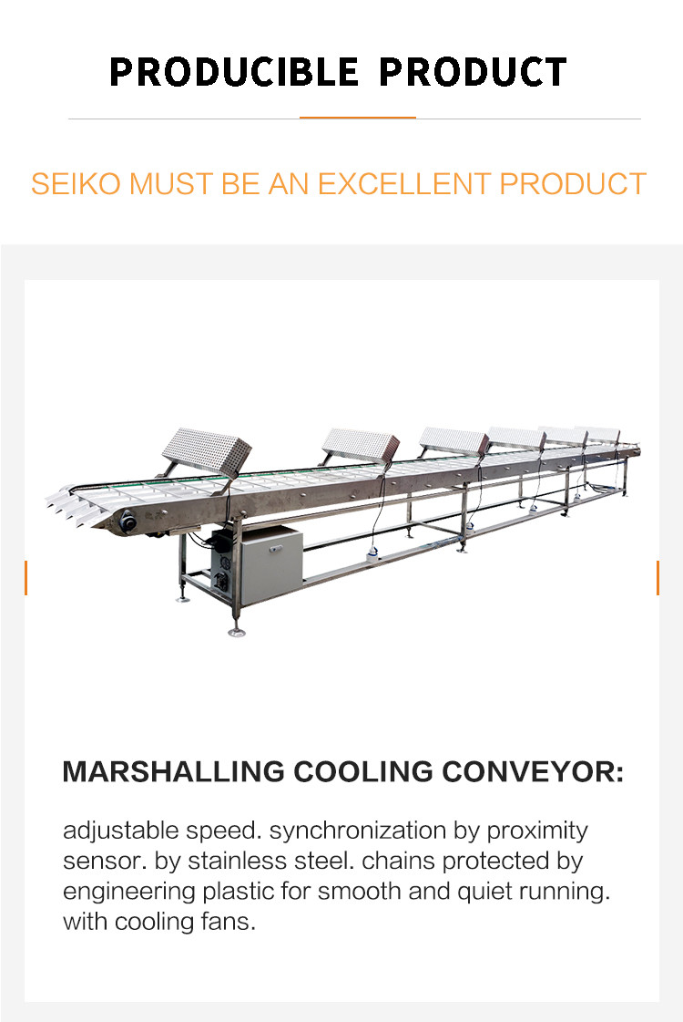Semi Automatic Food Conveyor Belt Made Marshalling Cooling Conveyor Of Stainless Steel