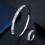 Fashion Bracelet Ladies Silver Color Cubic Zirconia Bangle Royal Tennis