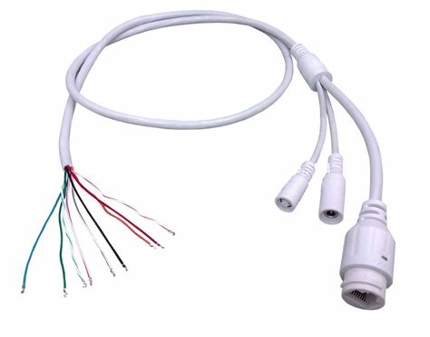 White IP67 waterproof round head RJ45 with DC Jack and Reset POE cable for IP camera
