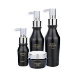 50g/50ml/120ml Glass cylinder Smooth silver/black bottle with silver/white pump