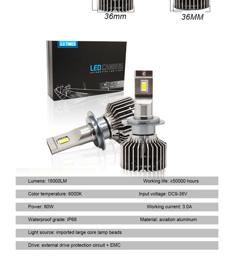 Led H7 H4 H11 80W Super Bright H8 Brightest 9005 Headlight Bulbs 9006/HB4 H13 H1 H3