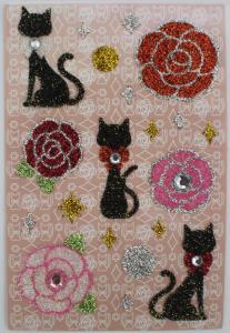 Quality Pinky Rose Cats Glitter Foam Stickers With Shinning Dimond Japanese Style wholesale
