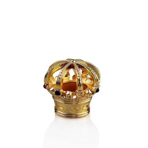Quality Luxury Saudi Arabic Antique Fancy Luxurious Zamac Metal Zinc Alloy Perfume Bottle With Crown Shaped Cap 15fea wholesale