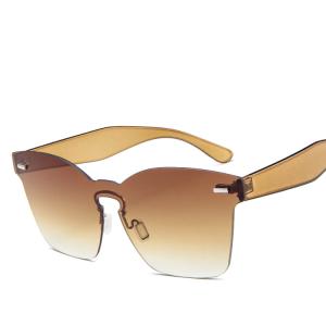 Quality UV400 Rimless Square Frame One Piece Lens Band Packaging Women Hot Sale Sunglasses wholesale
