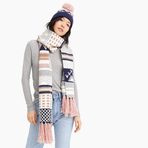 Cold Weather Girls Hat And Scarf Set , 60 / 40 Merino Wool / Nylon 3 In 1 Hat