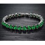 Princess Green Cubic Zironia Tennis Bracelet Charm Women Wedding Jewelry