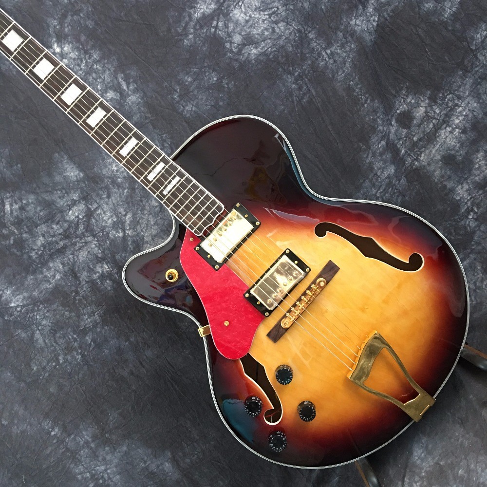 Vintage Sunburst L5 Electric Jazz Guitars with gold Hardware