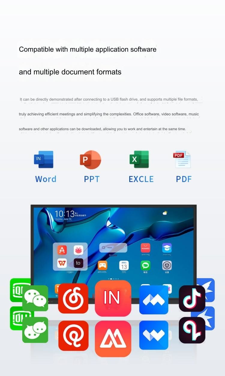 98" Large All In One LCD Touch Screen 4k Monitor for Multimedia Teaching