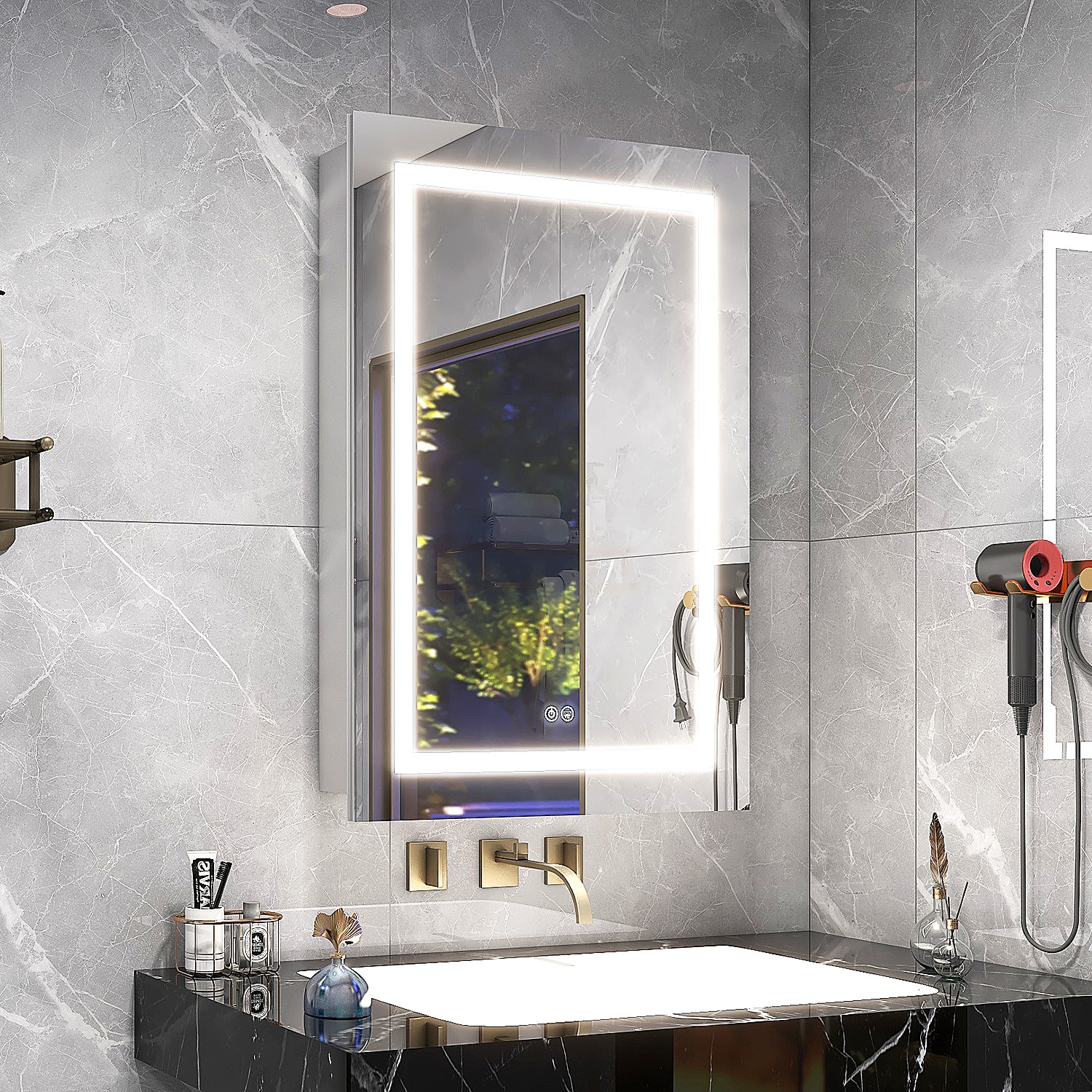 Rust Resistant Lighted Mirror TV Aluminium LED Backlit Bathroom Mirror