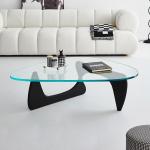Wooden Legs Glass Modern Coffee Table Eating Table Combination