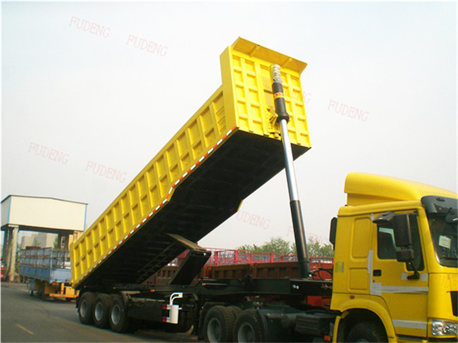35 CBM 60 Ton End Dump Semi Trailer , Steel Mechanical Dump Trailer