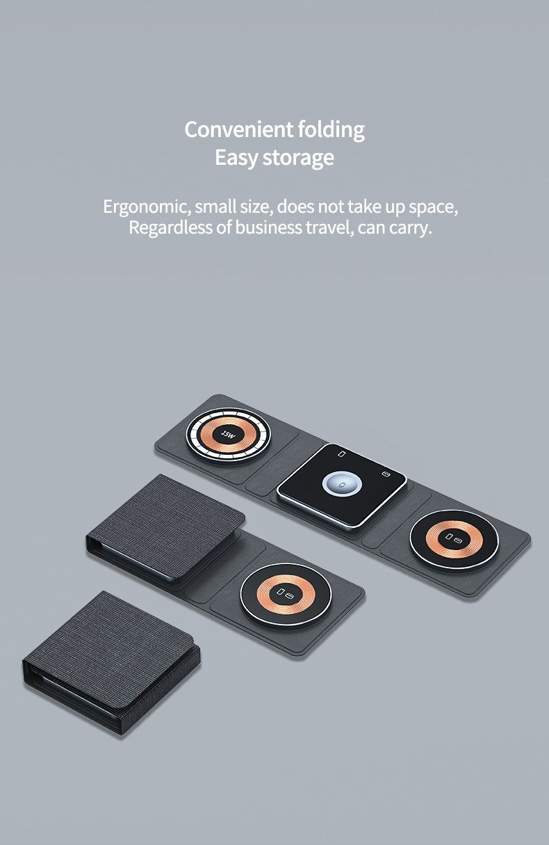Foldable Wireless Charging 3 Fold Design For Qi Smart Phone Airpods And IWatch
