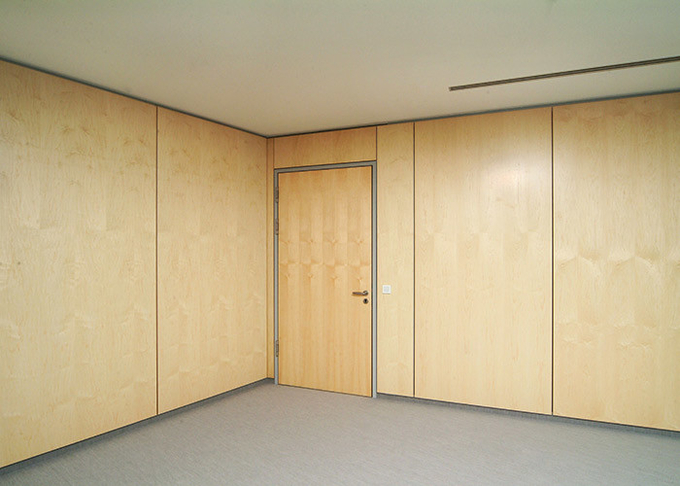 Wood Grain Solid Partition Wall With Glass Sliding Door Double Glass With Frame Pocket Door