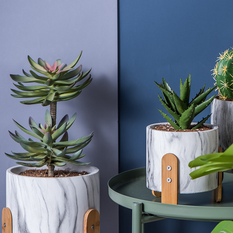 Round Pot Planters Mini Flowerpots Clay Flower Pots Cement Succulents Planters Marble Pots Tabletop Planters