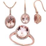 925 Sterling Silver Round Shape Rose Gold Platedt Morganite Cuff Earrings