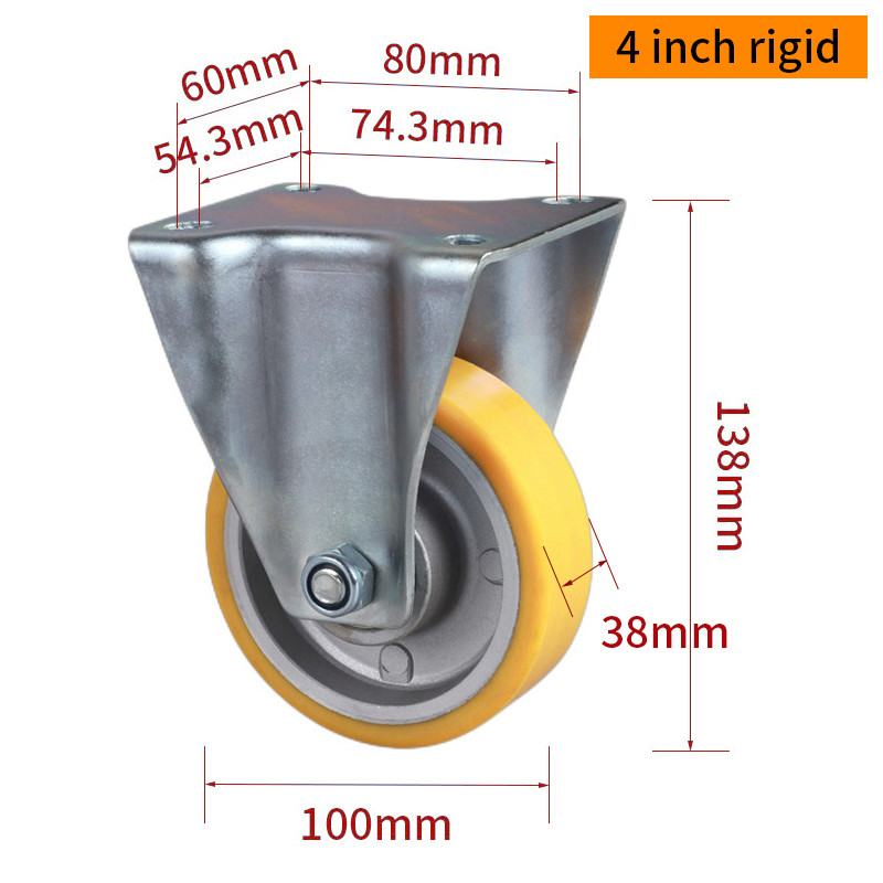 Yellow Industrial Castor Wheels 4 Inch 100mm 300 Kg Caster Wheels