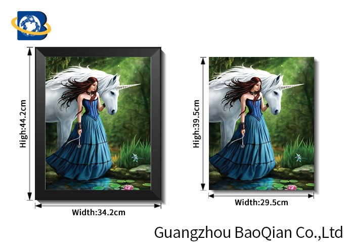 Beautiful Wall Hanging Picture Of Beautiful Girl And Animal With Frame 30x40cm Size