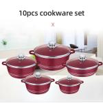 Home Kitchen Aluminum Cookware Set 10 Pieces With Tempered Glass Lid