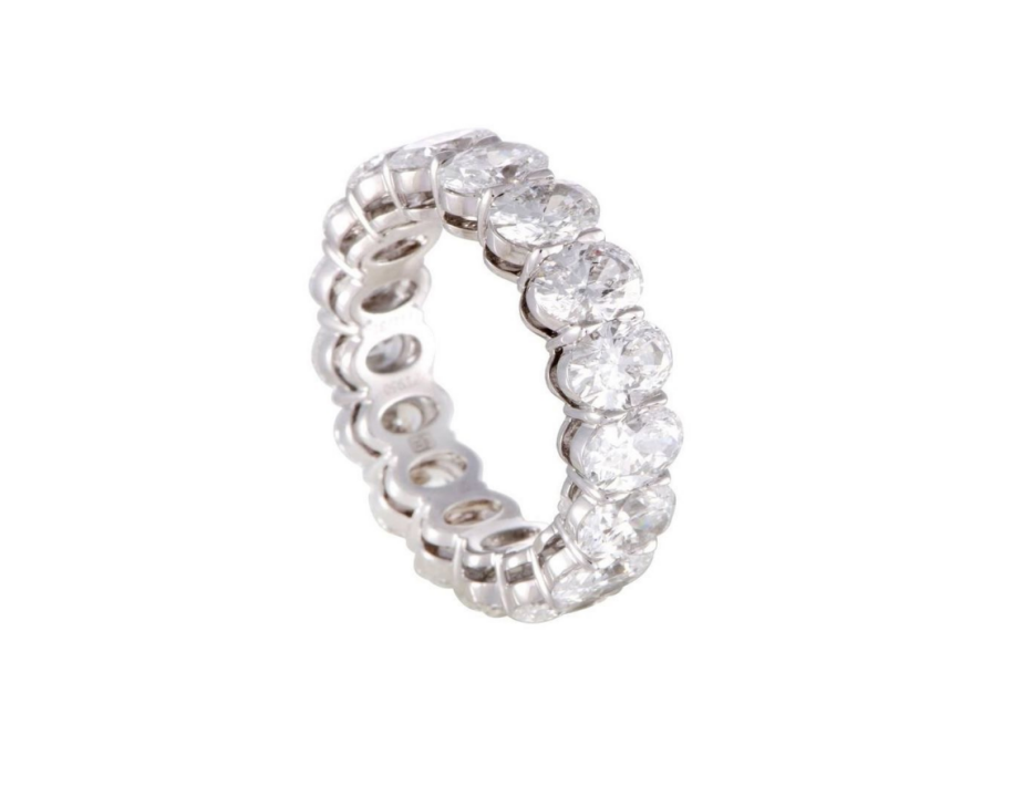 Clear CZ Oval Eternity Band Ring Jewelry Type Women'S Silver Eternity Ring
