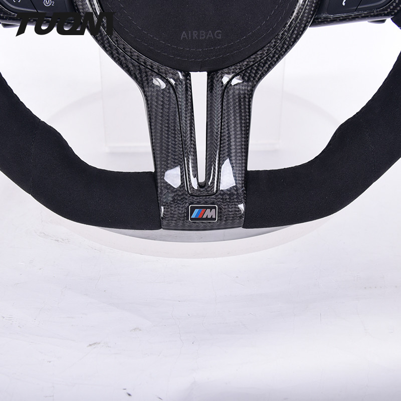Black Alcantara Genuine BMW Carbon Fiber Steering Wheel With LED Lights