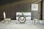 Tempered Glass Seagull Dining Table Rectangle Silver Series Home Furniture