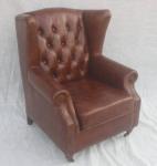 Georgian Regency Full Leather Chesterfield Wing Back Armchair