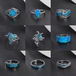 Engagement Wedding Stone Sterling Opal Jewelry Rings White Gold Plated