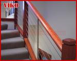 Steel Cable Stair VK75SC Aluminum Baluster Treed Beech Handrail 304 Stainless
