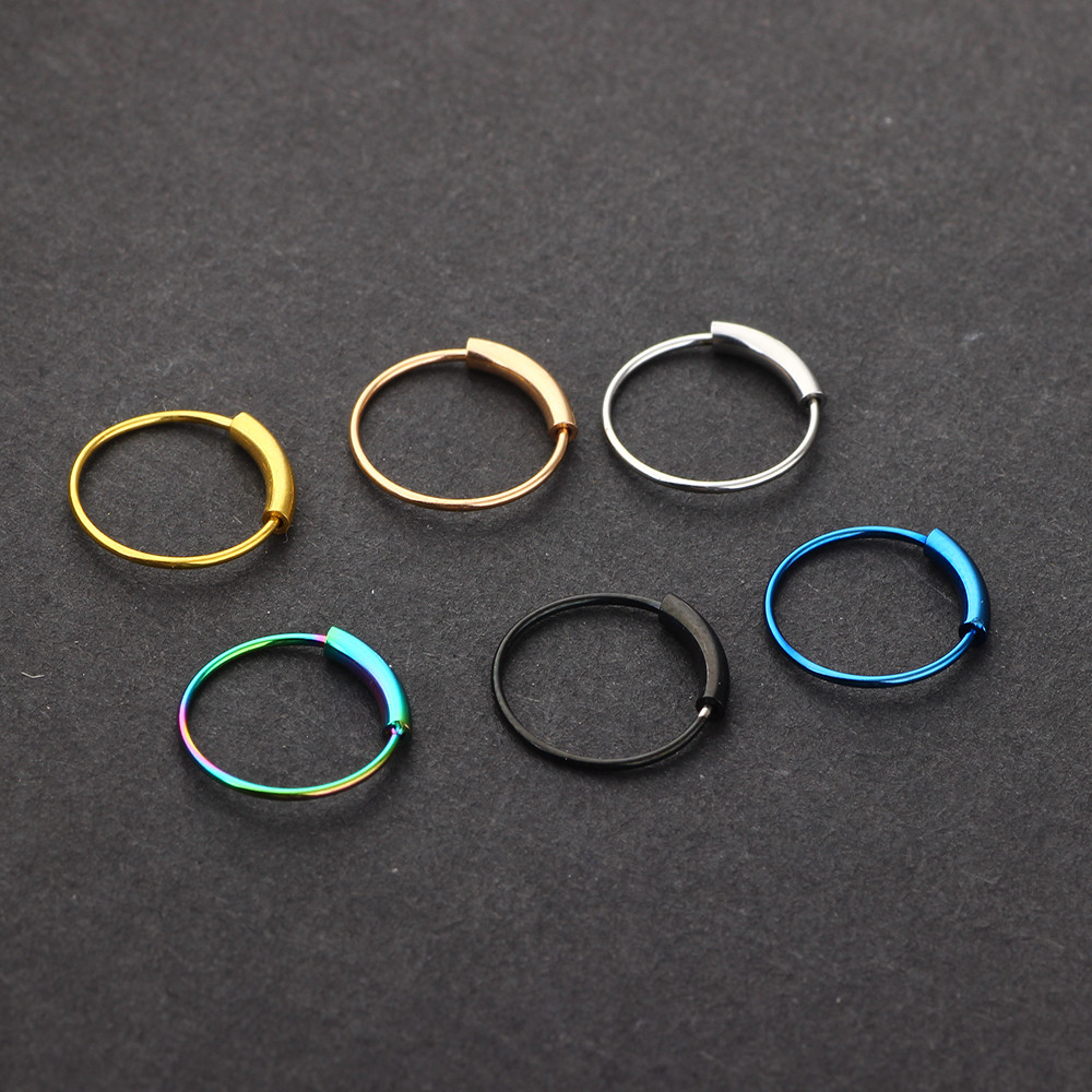 Steel Hinged Clicker Seamless Piercing Nose Ring Hoop Lip Ear Ring-6/8/10mm Body Jewelry Piercing Clip Gift