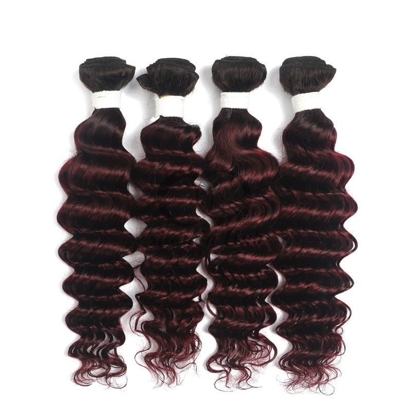 #T1B/99J Deep Wave Remy Human Hair Bundles Sew In Weave Bundles Brazilian Bundle Deals