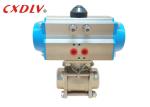 3 Pieces Stainless Steel Pneumatic Actuated Ball Valve Thread Screw Valve Q611F