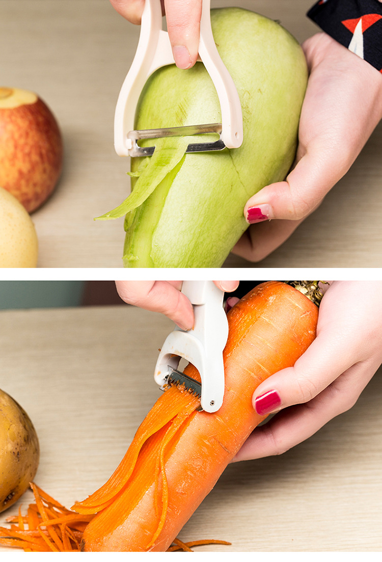 Hand Vegetable Slicer 2-in-1 Metal Peeler Durable Mini Steel Manual Tools Non-Slip Handle Safe for Commercial