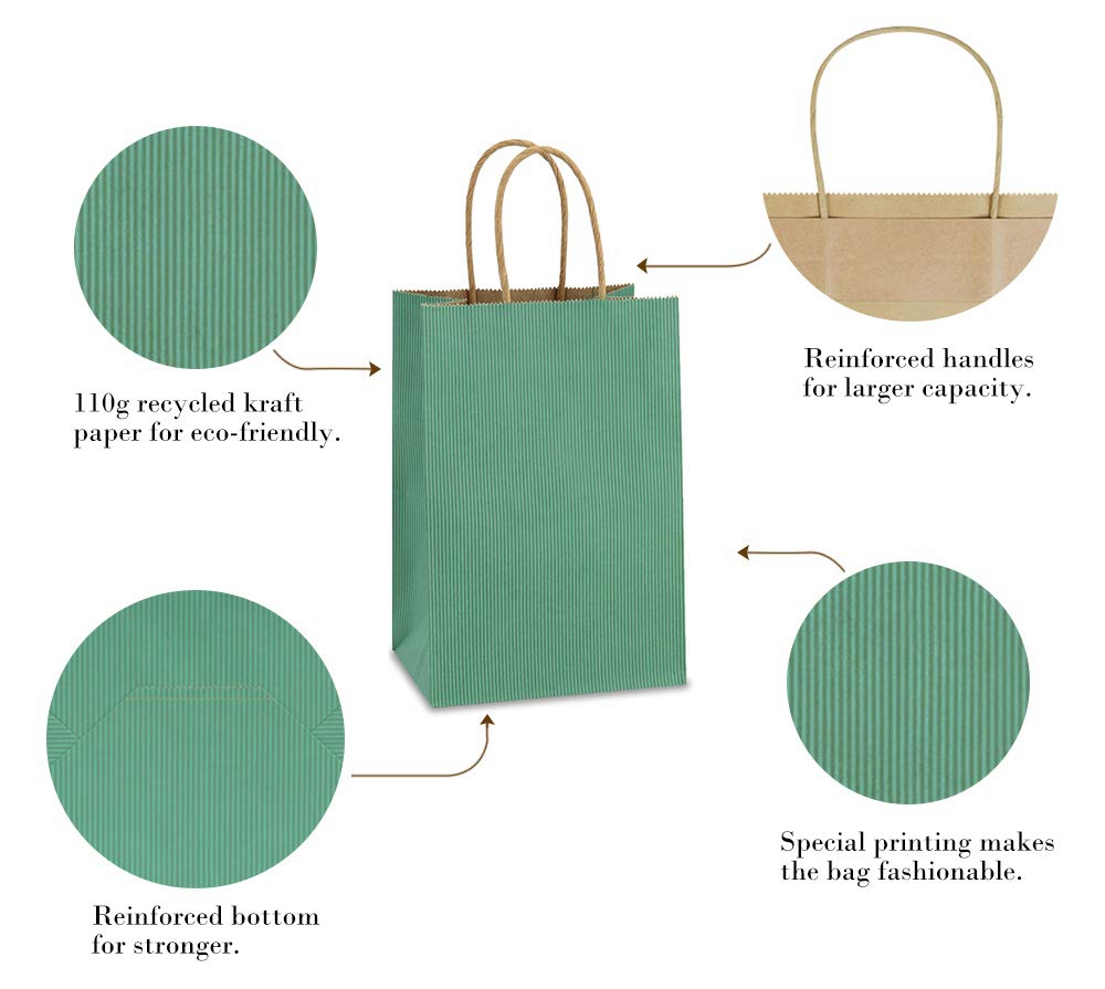 Customized Logo Accepted Kraft Paper Bags With Handles for Daily and Storage