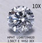 Round Brilliant 3EX Lab Grown Diamond Jewelry 1.56 Ct E Color VVS2 Diamond HPHT