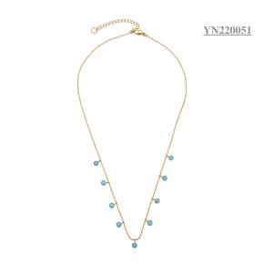 Quality Women Girls Stainless Steel CZ Gold Jewelry Layered Turquoise Necklaces wholesale