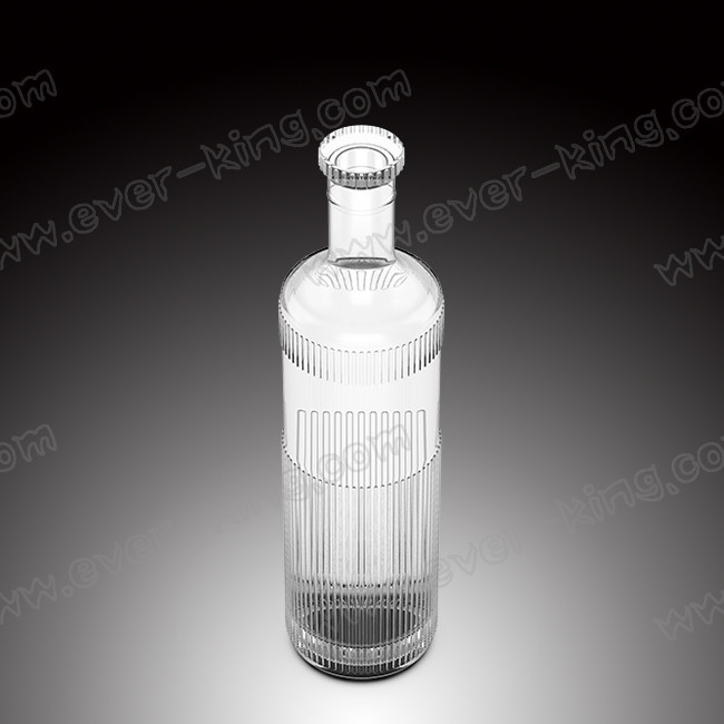 Cork Cap Blue Vodka Glass Bottle Round Shaped Customized