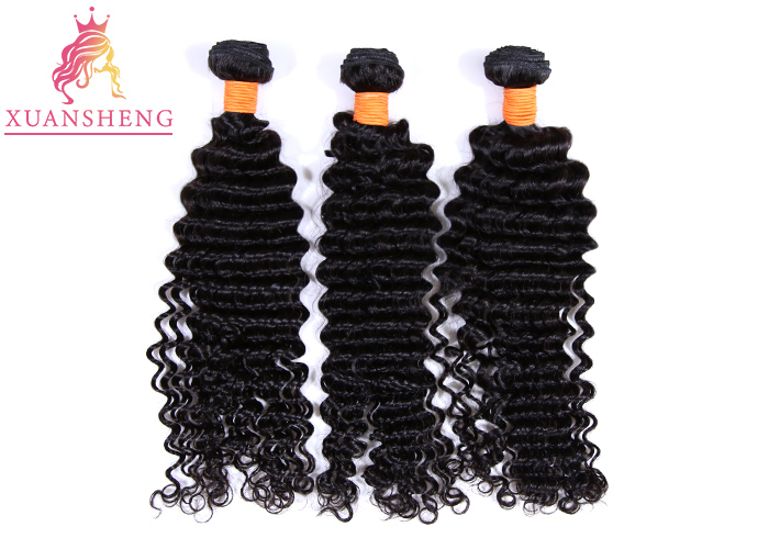 Grade 10A Brazilian Virgin Deep Wave Curly Hair / Unprocessed Human Hair Bundles