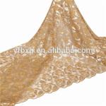 F50231 Embroidery gold sequin african french lace fabric for wedding dress/