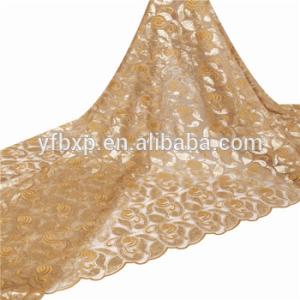 Quality F50231 Embroidery gold sequin african french lace fabric for wedding dress/ garment/ suit wholesale